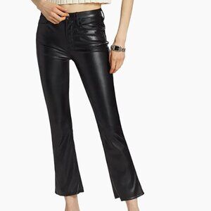 MOTHER The Insider Ankle Wax On Wax Off Black Faux Leather Pants‎